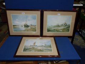Three Prints by John Sutton; 'The Boatyard Bawdsey',