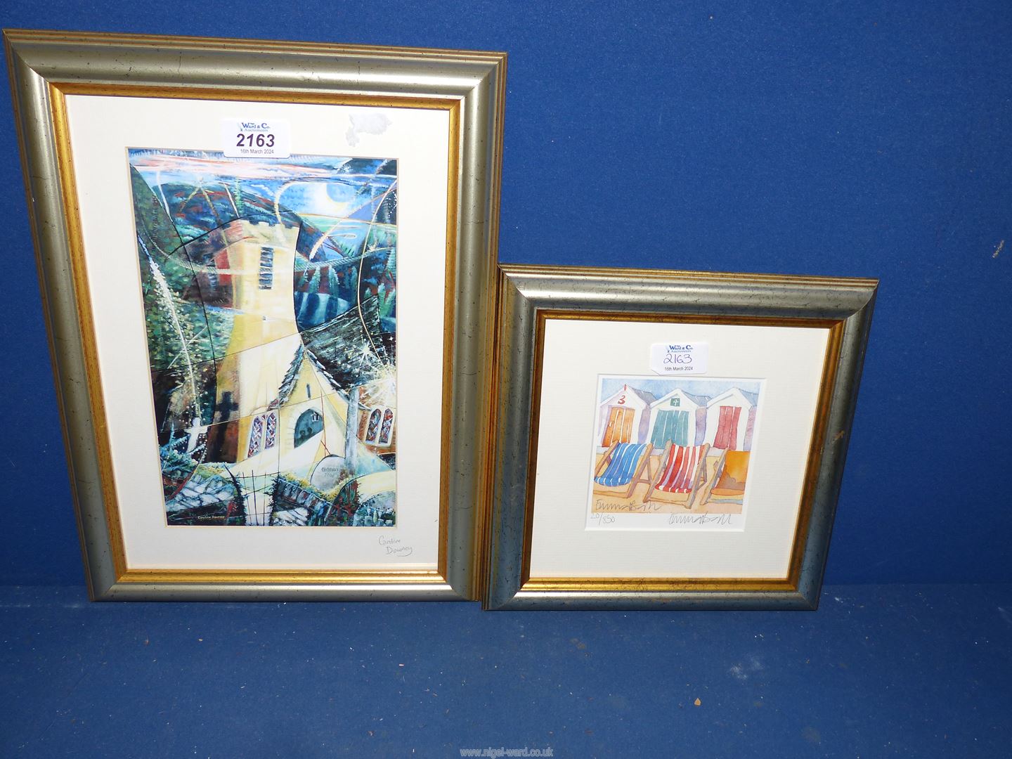 A framed and mounted Print of Cwmyoy Church by Caroline Downey and a Limited Edition Print (no.