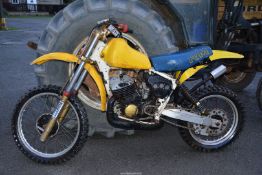 A 1982 Suzuki RM465 motocross motorcycle having a two-stroke, single cylinder, air cooled engine No.