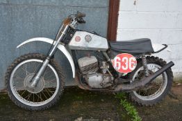 A 1972 CZ 380 motocross motorcycle, the two-stroke, single cylinder, air cooled engine No.