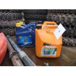 Two containers of Stihl Moto Mix fuel,