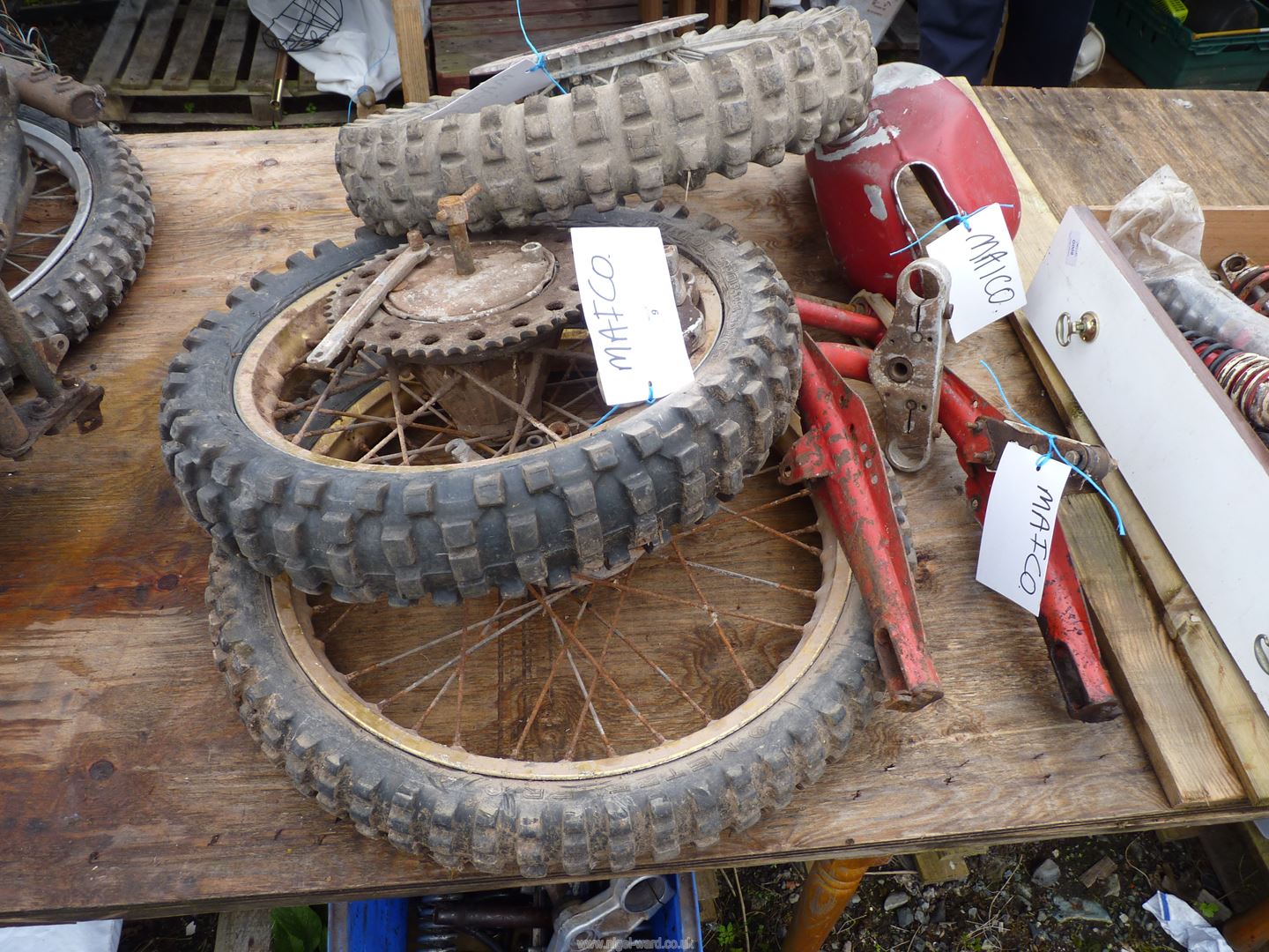 Maico wheels, a fuel tank, a rear arm, etc.