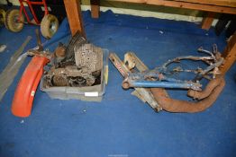 Honda CR420/480 motorcycle parts, including dismantled engine No.