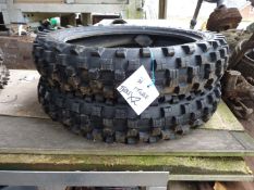 Two unused 110/100 x 18 64M tyres by 'Kings Tire'.