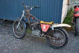 A Saracen Sachs 125 trials motorcycle with two-stroke 122 cc single cylinder air-cooled engine,