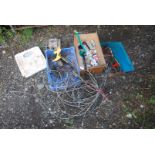A Scales, wire rope, a tool box, metal drills, etc.