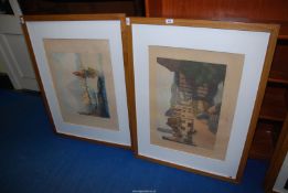 Two signed landscape prints in heavy frames 30" x 40".