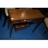A Mahogany side/hall table with frieze drawer standing on tapering square legs,