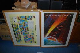 Two Star Trek posters in large heavy frames 30" x 40".
