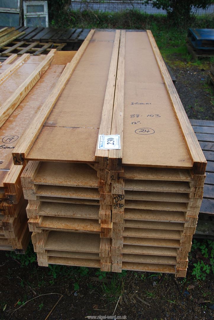 24 lengths of i-beams 88" to 103" long and 12" wide.