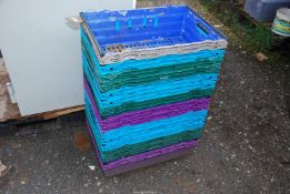 A large quantity of plastic crates.