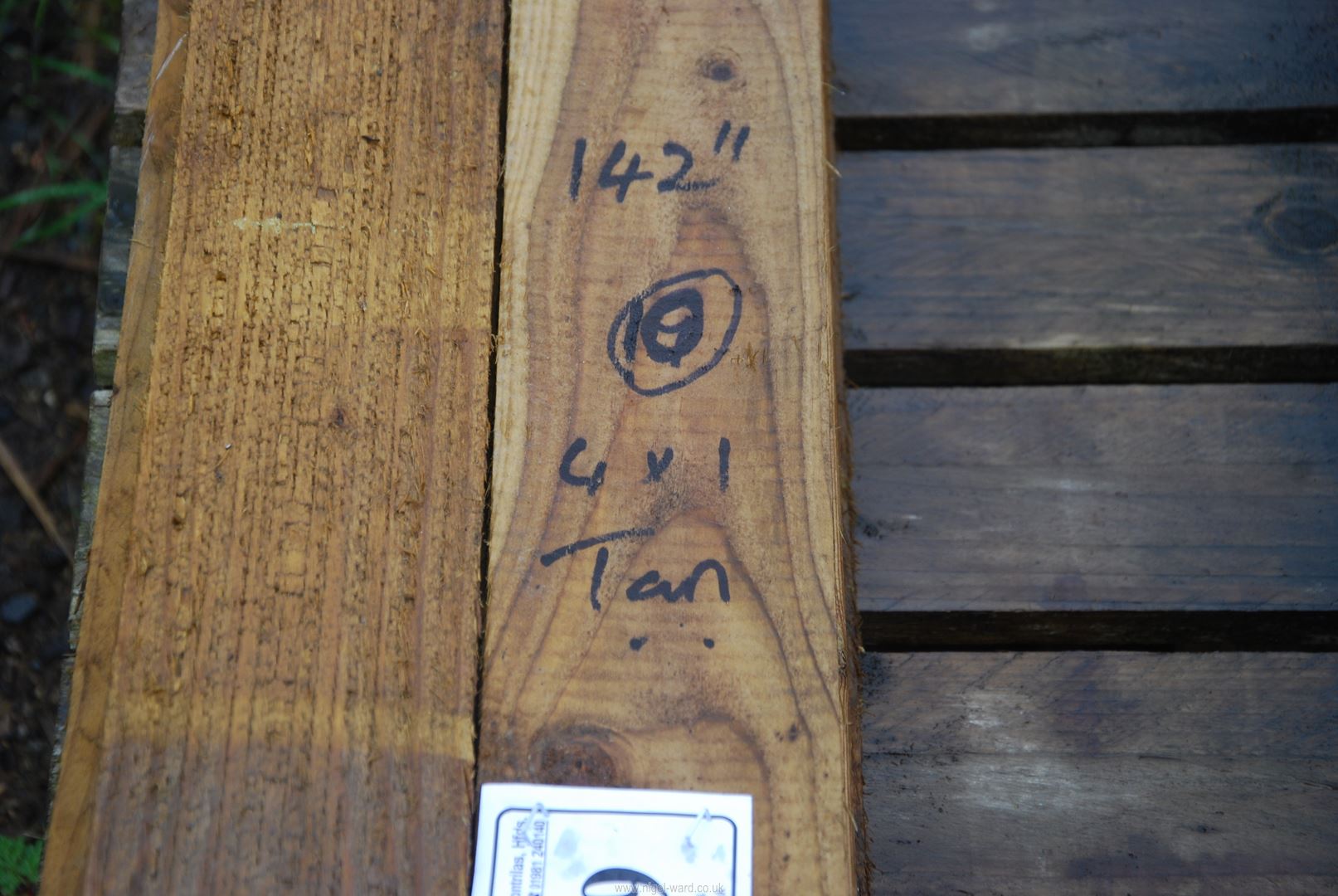 Ten lengths of tanalised timber 4" x 1" x 142" long. - Image 2 of 2