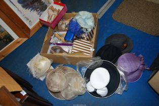 A quantity of size 5 ladies shoes,wedding fascinators, hats, bags etc.