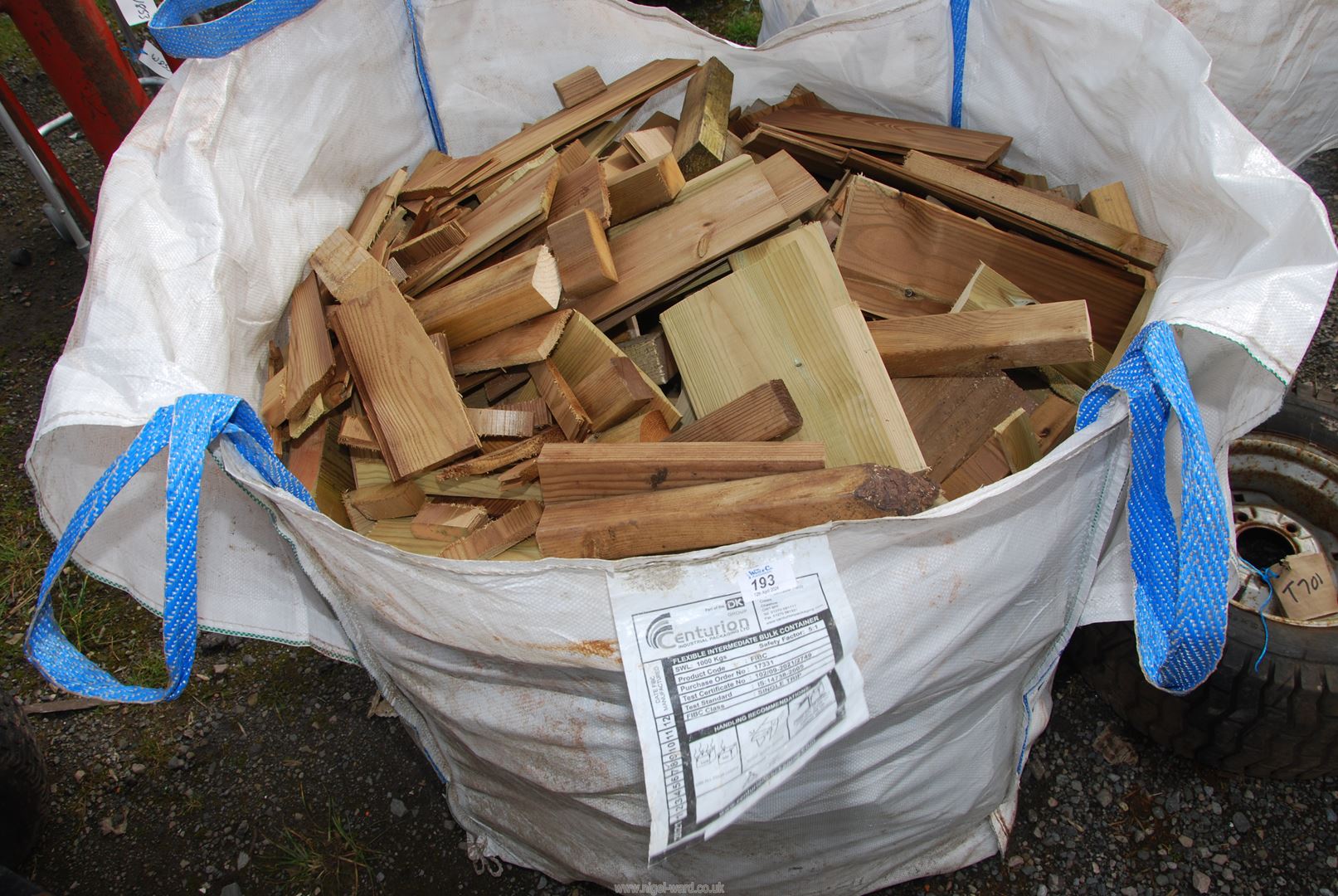 A large bag of softwood offcuts.