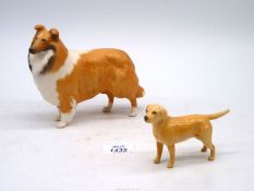 Two Beswick dogs; Labrador and 'Lockinvar of Lady Park' Sheltie dog.