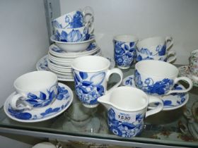 A quantity of Portmeirion 'Blue Harvest' china including; mugs, breakfast and tea cups & saucers,