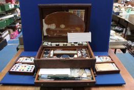 A large Winsor & Newton Artists box with a large quantity of contents, with key.