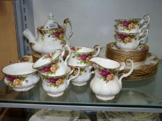 A Royal Albert "Old Country Roses" tea service for six, some seconds.