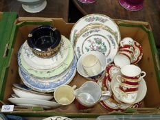 A quantity of china including part tea set, display plates including Cauldon, Davenport,