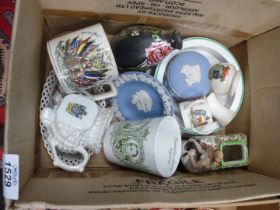 A small quantity of miscellaneous china including Shelley nursery bowl, Goss Crested ware tyg, etc.