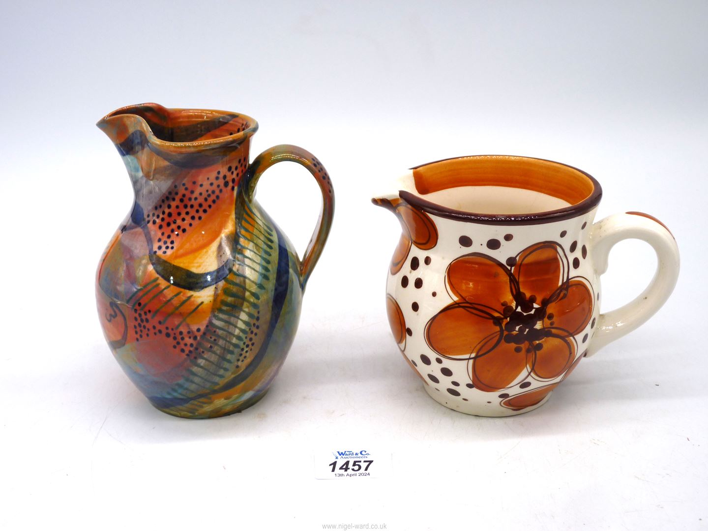 A small quantity of Studio pottery including a colourful Gwili pottery jug, - Image 2 of 5