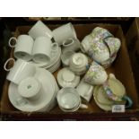 A 'Crown Staffordshire' floral part tea set to include six teacups and saucers,