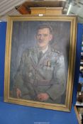An oil painting of Captain C R Thompson of the Indian Army Service Corps 31 1/4" x 41",