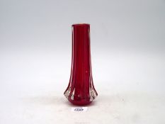 A rare "Whitefriars" eight sided ruby red Vase, no,