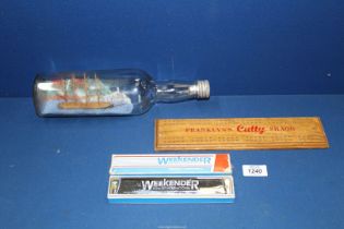 A 1930's folk art diorama ship in a bottle,