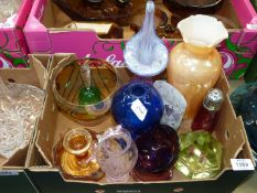 A quantity of coloured glass including Isle of Wight vase, Alum Bay Jack-in -the-pulpit vase,
