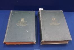 Two 'Webster's Dictionary' dated 1916, Vol. 182, published by G. Bell & Sons.