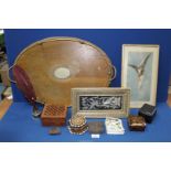 A small quantity of miscellanea including; oval galleried tray having Epns centre,