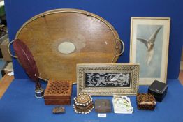 A small quantity of miscellanea including; oval galleried tray having Epns centre,