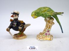 A John Beswick figure "The Frenchman" together with Royal Worcester Budgerigar no. 2664.