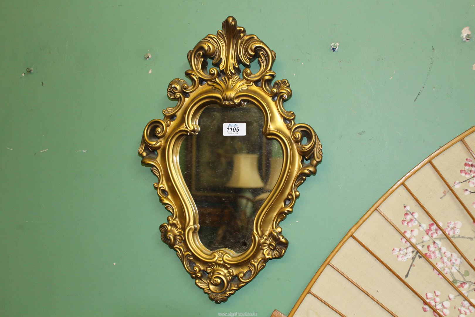 An ornate Gesso wall mirror, 18 1/2" x 12 1/2".