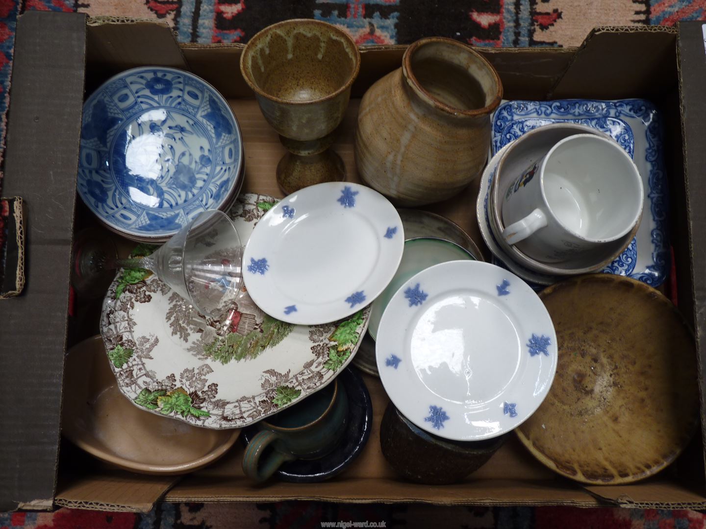 A quantity of china and pottery including; three 'Shredded Wheat' bowls, 'God Speed the Plough' mug,