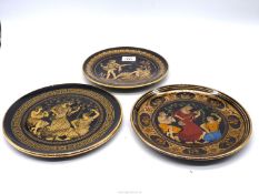 Three Greek made display plates having 24k gold decoration.