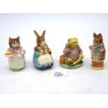 Four Beswick figures; Mr Jeremy Fisher (a/f), Mrs Rabbit and Bunnies,