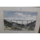 A framed Etching of 'The Great Crumlin Viaduct on the Newport, Abergavenny and Hereford Railway,