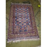 A Kayam Prayer rug, the border having hand stitched geometric detail, 45'' x 34''.