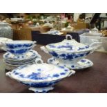 A quantity of Albany [USA] blue and white dinnerware some a/f including soup tureen and stand.