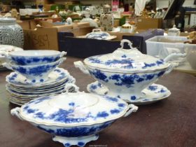 A quantity of Albany [USA] blue and white dinnerware some a/f including soup tureen and stand.