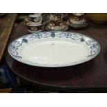 A blue and white oval John Maddock & Sons Royal Vitreous "Cameo" meat Platter.