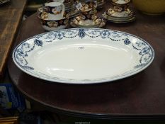A blue and white oval John Maddock & Sons Royal Vitreous "Cameo" meat Platter.