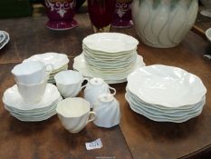 A box of white Coalport china to include six cups, eleven saucers, ten tea plates, six side plates,