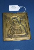 An exceptionally fine Russian brass Icon, probably 18th c.