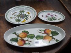 Three Portmeirion serving platters including 'Pomona' and 'Botanical Garden'.
