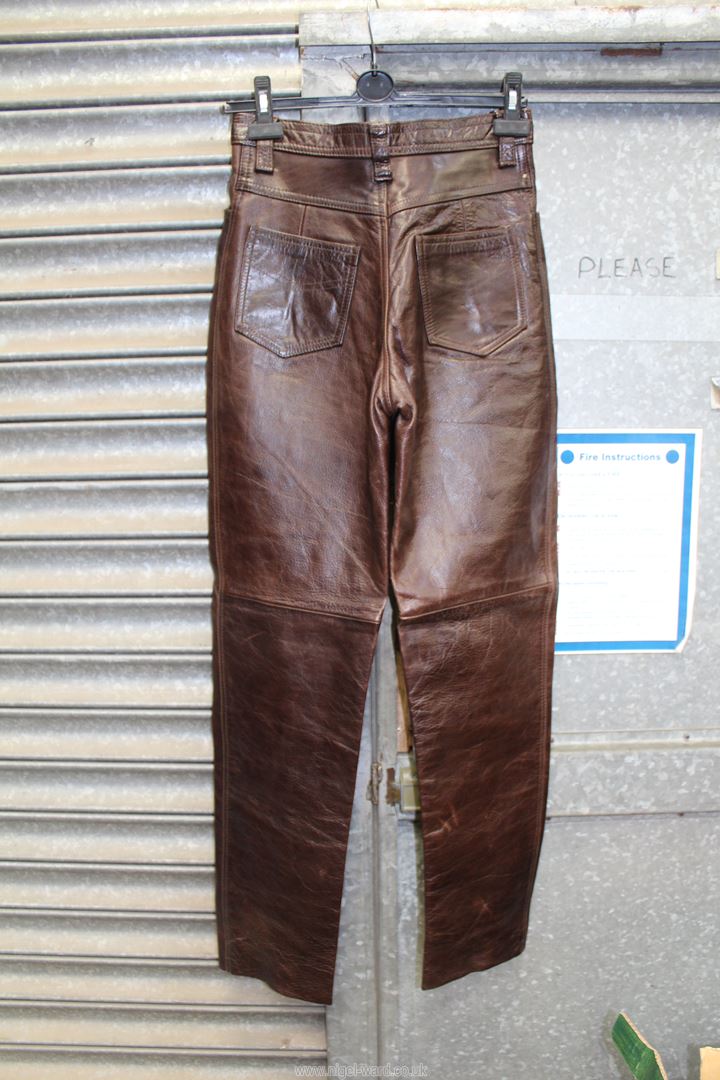 A pair of brown glaze leather Trousers ( new £120). - Image 2 of 4