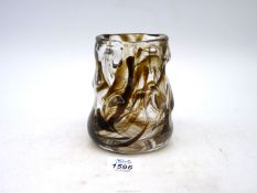 A 1960's Whitefriars knobbly glass vase by William Wilson and Harry Dyer having random light and