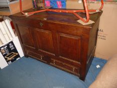 A circa 1800 three panel peg-joyned Oak Coffer,